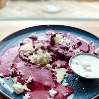 *Pancake z twarogiem i musem jagodowym (vege)